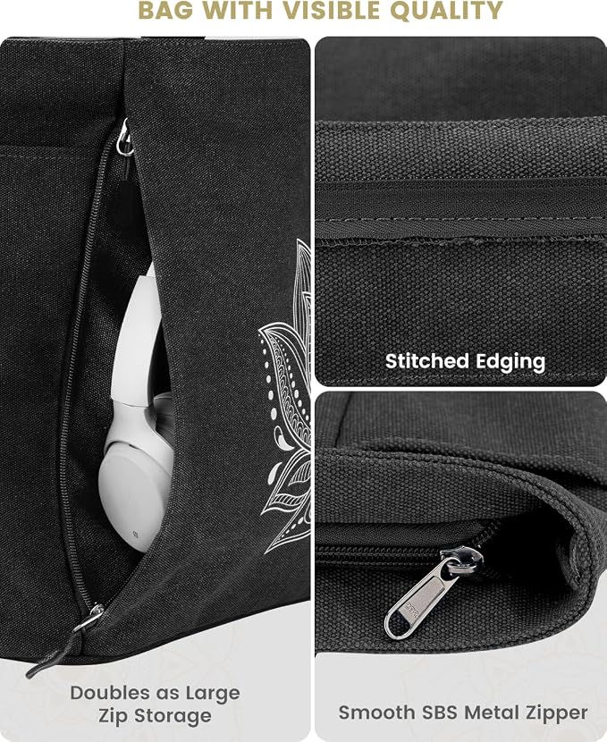 Gonex Yoga Mat Bag, Large Tote Bag with Multi Pockets for Women Men, Canvas Mat Carrier, Full Zipper Easy Access for Pilates Gym Travel