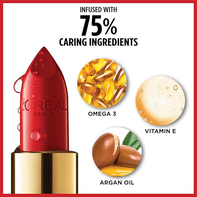 L'Oreal Paris Colour Riche Original Creamy, Hydrating Satin Lipstick with Argan Oil and Vitamin E, Pink Flamingo , 1 Count