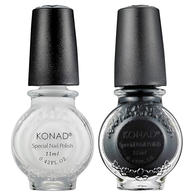 K0nad Nail Art Stamping Polish 11ml - Set of 2 (Black & White Set)