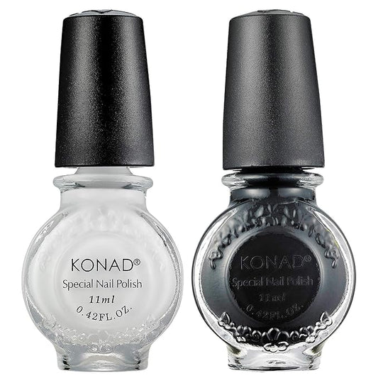 K0nad Nail Art Stamping Polish 11ml - Set of 2 (Black & White Set)