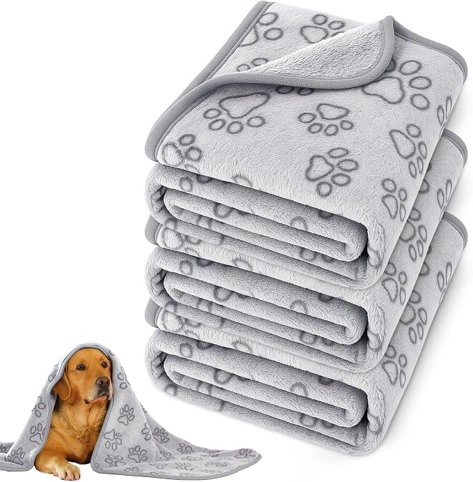 Dog Blankets for Medium Dogs, Cat, Premium Soft Dog Blankets for Small Dog | Washable, Puppy Blanket Dogs Essentials for Puppies (3, Grey, 41" x 30")