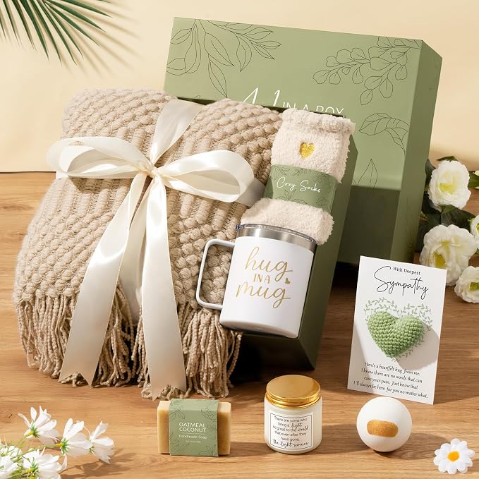 Sympathy Gifts for Loss of Loved One, Condolences Gift Baskets Grief Gifts | Memorial Bereavement Gift Ideas for Loss of Mom Dad, Hug In A Box Miscarriage Gifts for Mothers Thinking of You Care Package