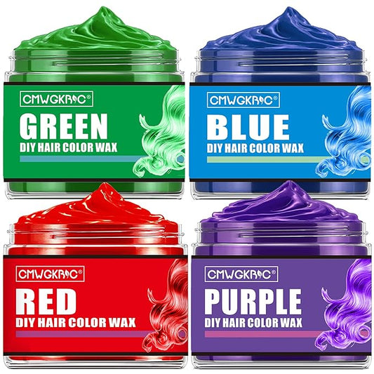 4 Colors Temporary Hair Color for Kids,Christmas Gifts for Teens Girls,Boys,Stocking Stuffers for Kids,Adults,Temporary Hair Dye,Hair Color Spray Green Red Blue Purple Hair Dye Hair Wax Color Instant