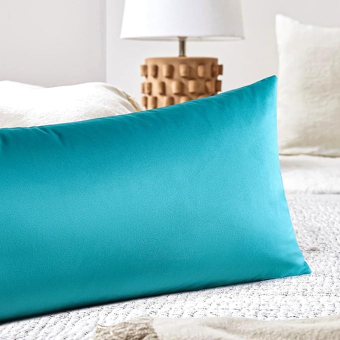 Artscope Luxury Velvet Lumbar Pillow Cover Super Soft Decorative Rectangle Pillowcases Soft Solid Cushion Cases for Couch Sofa Bedroom Car Decor 14x36 Inch Teal