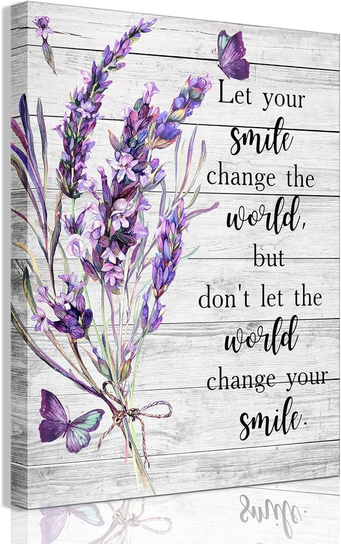 Purple Bathroom Flower Canvas Wall Decor Inspirational Wood Board Canvas Wall Art Lavender Bathroom Washroom Print Poster Rustic Wall Painting Pictures Artwrok 12x16 In