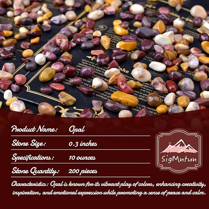 Polished Mookaite Jasper Crystal Chips 200 Pcs - 0.3" 10 oz Tumbled Stone Chips Crushed Sea Glass Stones Healing Reiki Crystal Making Home Decoration