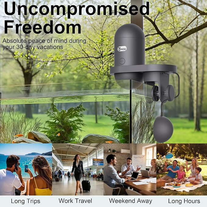 WiFi Automatic Fish Feeder with 2.5K Camera, 2.4/5G Smart App Remote Control, Vacation Feeding Timer, Precision Fish Food Dispenser, 230ML Moisture-Proof Aquatic Pet Feeder for 10+ Gallon Tank