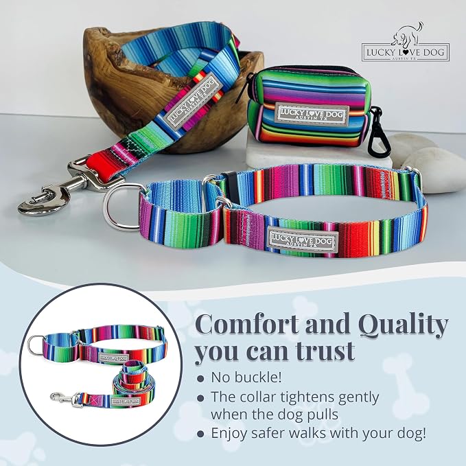 Lucky Love Dog Martingale Collar & Leash Set Cute – Nacho Color and, Large