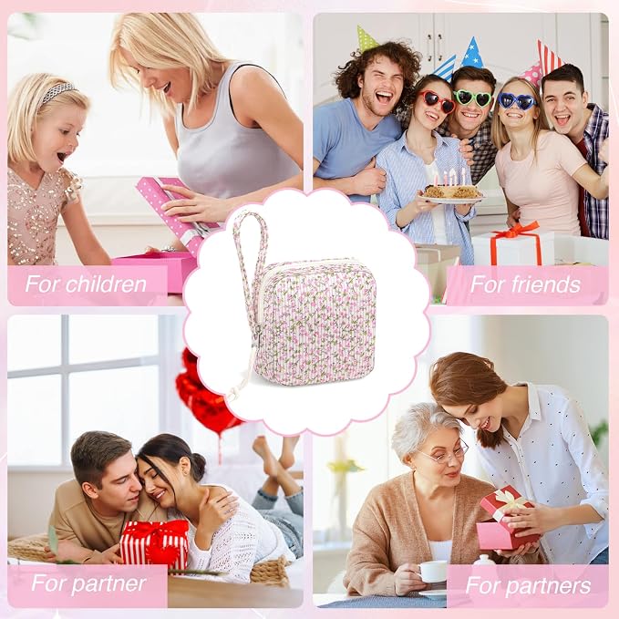 Small Makeup Bag | Discreet Period Bag Pad Pouch for Purse | Sanitary Napkin Storage & Tampon Holder for Travel (Flower Pink)