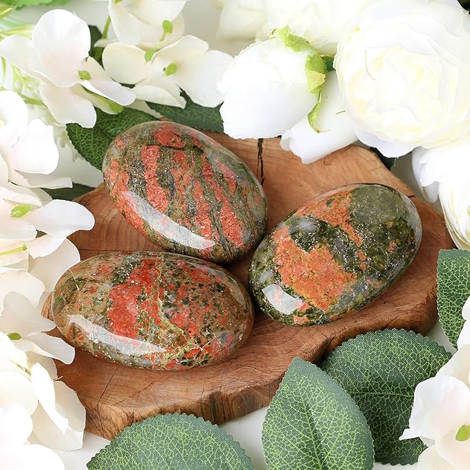 ZHIYUXI 2.4" Unakite Crystals Gemstones Crystals and Stones Crystal Decor Energy Balancing Therapy Polished Stones Palm Stone Mediation Gifts 1PC