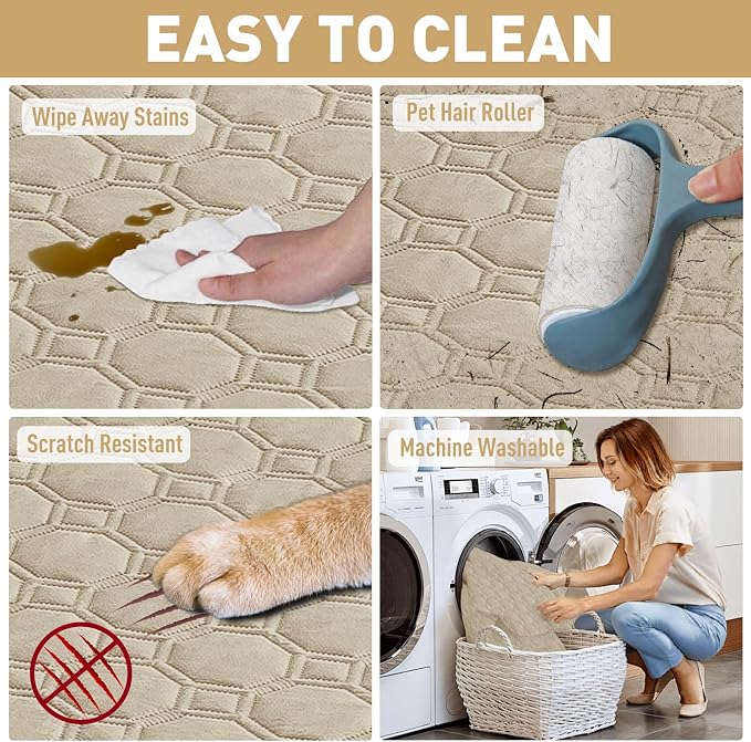 ZNSAYOTX Ultimate Cozy Blankets (30"x53") 100% Waterproof Sofa Mat Blanket for Dog Pets, Bed Couch Protector with Non-Slip Back Washable Durable, Pee Scratch Proof Easy to Clean (Khaki)
