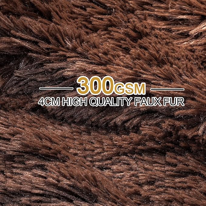 YUSOKI Long Faux Fur Throw Blanket, Brown,50" x 60" | Ultra Soft, Lightweight for All Season Use, stays fluffy after repeated washes, Perfect Gifts, Machine Washable