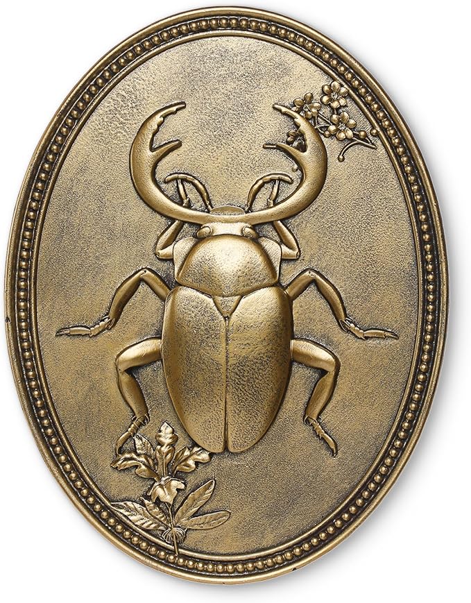 Newinhome Vintage Beetle Wall Sculpture, Antique Wall Decor, Ladybug Wall Decor, Hanging Decoration with Embossed Beetle Design, Vintage Decor for Living Room Bedroom and Hallway, Housewarming Gift