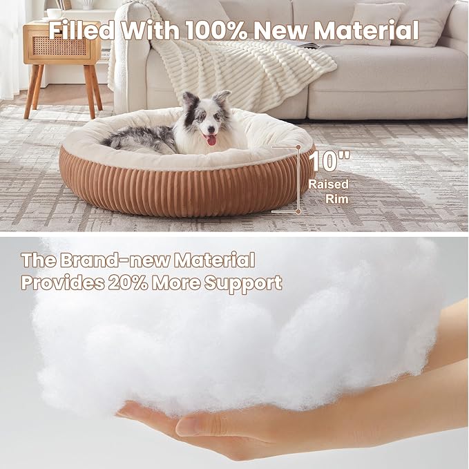 45 inches Calming Donut Dog Bed for Extra Large Dogs,Mocha | Round Jumbo Pet Bed with Removable&Washable Cover,Milk Plush Faux Fur, Fits Pets up to 100 lbs