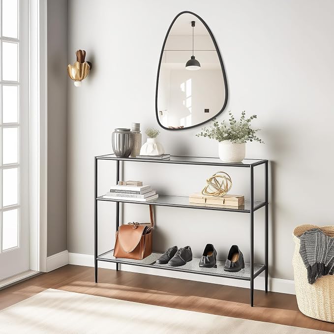 Asymmetrical Mirror, Irregular Wall Mirror, Wall Mirrors Decorative for Bedroom Living Room entryway Hall, Wall Mirror for mid Century Modern Decor 31" H x 20" W, Black