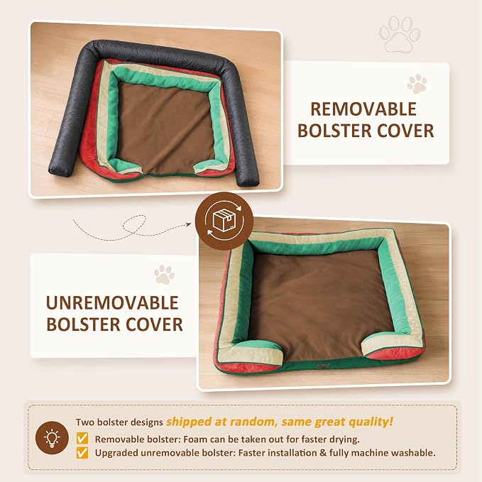 Comfort Expression Orthopedic Dog Beds for Large Sized Dog with Bolster | Waterproof Dog Couch Bed with Washable Cover & Non-Slip Bottom, Supportive Egg Crate Foam Large Pet Bed, 36x27 Inch