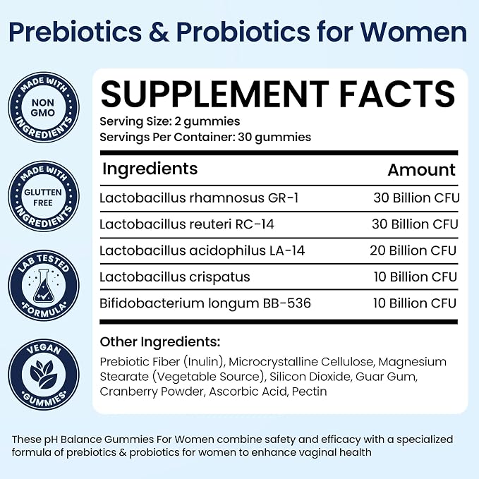 Vaginal Probiotics pH Balance Gummies For Women | Prebiotics and Probiotics for Women | Pineapple gummies for women for ph Balance and Vaginal Health | Vaginal Odor Control 60 Gummies