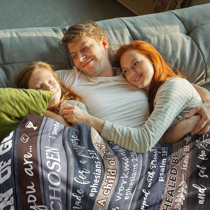 Christian Gifts for Men, Christian Blanket, Religious Gifts for Men, 80"x60" Catholic Baptism Spiritual Inspirational Bible Blanket Man of God for Christmas Birthday