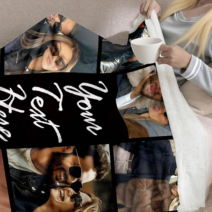 DayOfShe Custom Blanket Throws with Photos, Personalized Gifts for Women, Customized Blankets Gifts for Mom Dad,Christmas Throw Blankets Gifts for Grandkids Girlfriend Boyfriend Couples