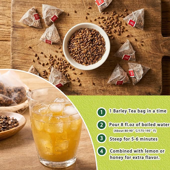 Samcci - Barley Tea, 4g×50 Count Premium Natural Roasted Barley Tea Bags - Non-GMO - Caffeine-Free - Sugar Free - Mugicha -Nutty - Digestion Support & Rich in Nutrition
