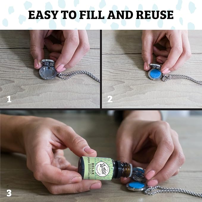 Wild Essentials Flamingo Essential Oil Diffuser Necklace, Stainless Steel Locket Pendant with 24 inch Chain, 12 Color Refill Pads, Customizable Color Changing Perfume Jewelry for Aromatherapy