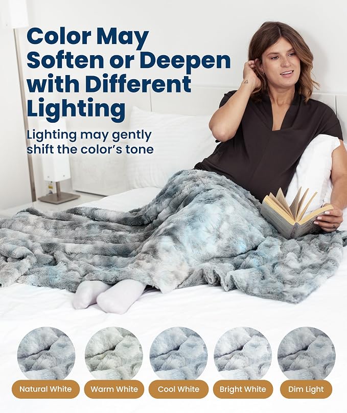 Everlasting Comfort Soft & Comfortable Arctic Blue Faux Fur Throw Blanket for Couch - (50"x65") Minky & Fluffy Fall Blankets & Throws, Plush Fuzzy Cover for Bed, Sofa & Living Room - Cozy Home Decor