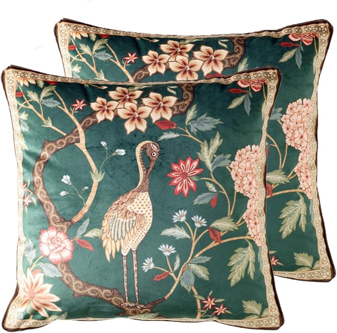 Designer French Velvet Throw Pillow Cover,Set of 2,22"x22"-Mitchell | Pillow Cover,Concealed Zipper Design,Dragonfly Pattern,Sofas,Bedroom,Living Room,Lounge Chairs,All Season Home Decor