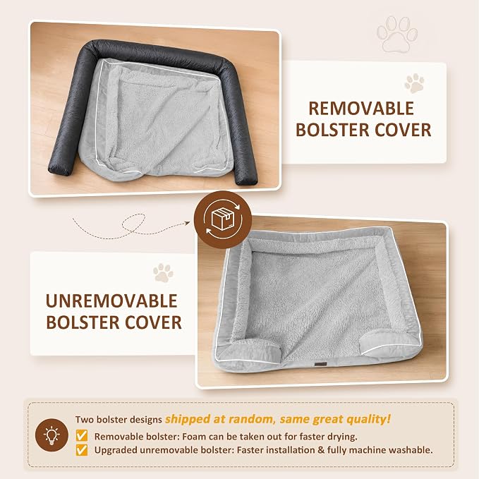 Comfort Expression Waterproof Orthopedic Dog Beds for Large Sized Dog | Supportive Egg Crate Foam Large Pet Bed with Removable Bolster, Dog Couch with Washable Cover & Non-Slip Bottom, 36x27 Inch