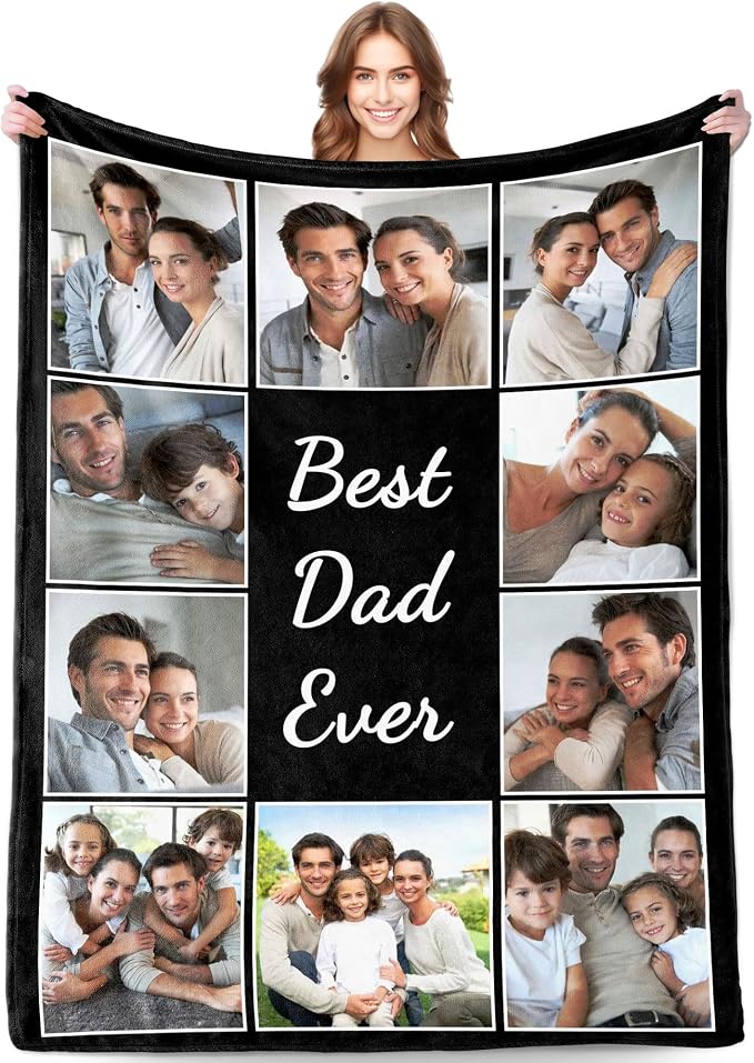Funny DIY Custom Blanket with Picture Text Customized Blankets Customizable Photo Blanket Personalized Fathers Day Mothers Day Valentine's Birthday Gifts for Mom Dad Girlfriend Boyfriend Man Women