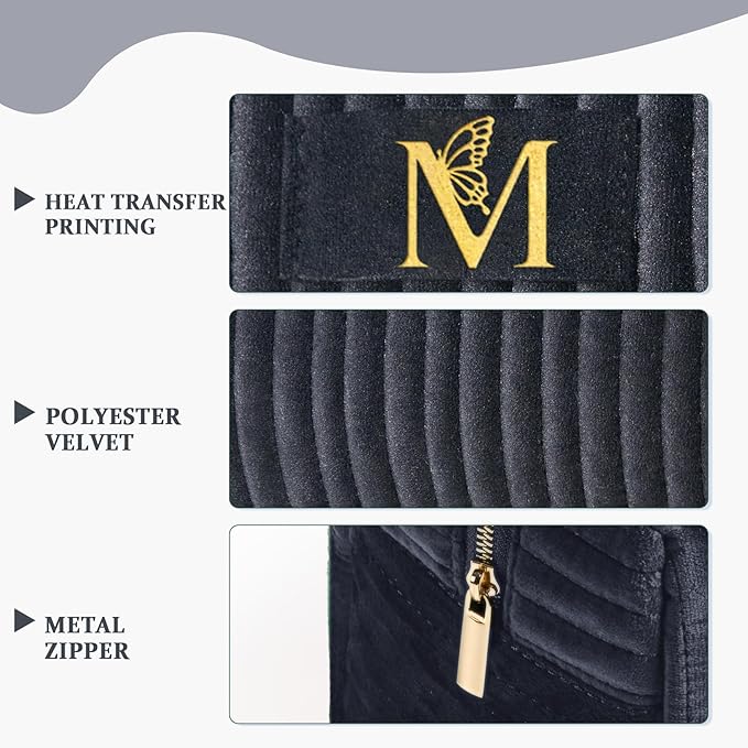 COSHAYSOO Custom Employee Appreciation Thank You Gifts for Women Female Social Worker Travel Makeup Bag Quilted Make Up Cosmetic Pouch Coworker Boss Leaving Going Away Farewell Gift Black Initial M