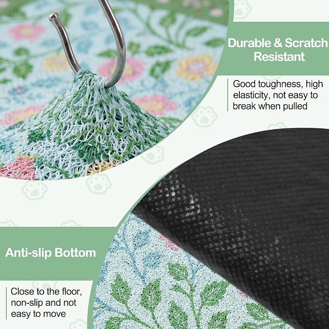 Glittme Cat Litter Mat, 24"x15" Non-Slip Washable Trapping Mat for Cats | Litter Trapping Mat With Thick PVC Coil To Catch Scatter, Soft On Paws And Waterproof Bottom To Protect Floors