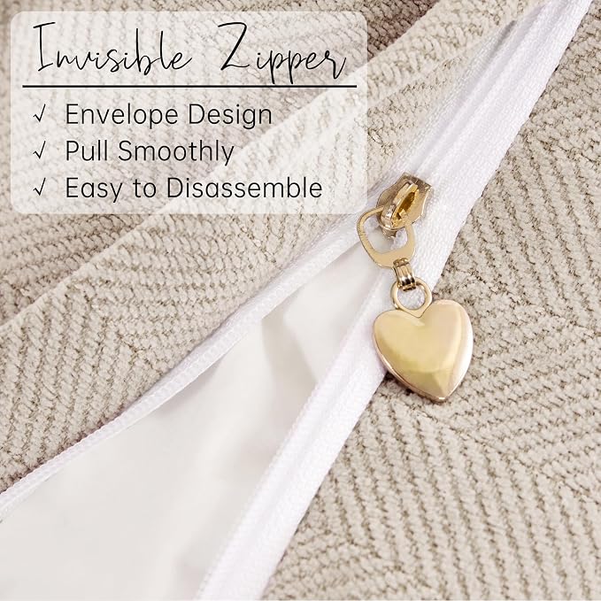 Beige Pillow Covers 26x26 Set of 2 Chenille Throw Pillow Covers with Elegant Design Soft and Luxurious Decorative Euro Sham Throw Pillows for Couch, Bed, and Home Decor