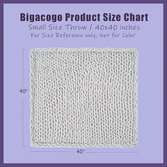 Bigacogo Chunky Knit Throw Blanket for Couch, 40x40 inches, Antique Red | Hand Knit with Jumbo Chenille, Soft Breathable Cable Knit for Sofa Bed Living Room, Machine Washable, Gift for Mom Friend