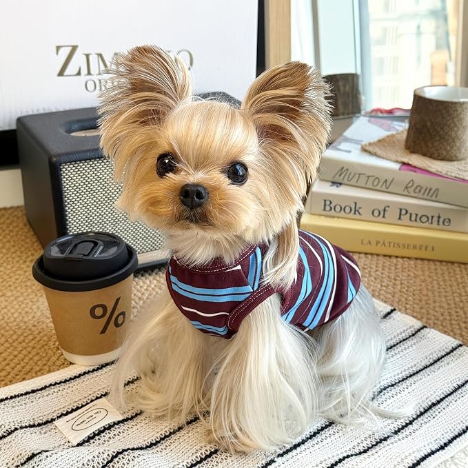Soft Striped Dog Shirt, Cozy Warm pet Vest for Small Medium Dogs, Classic Puppy cat Clothes for Indoor Outdoor Outfits