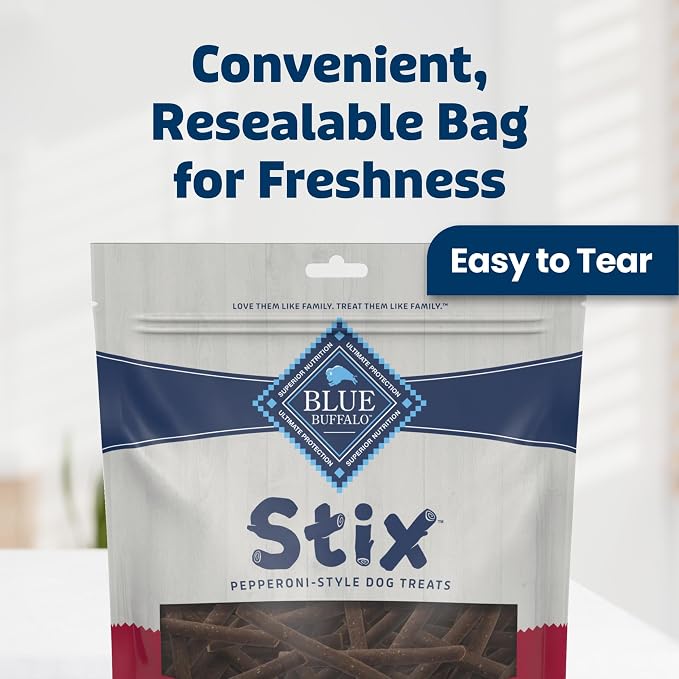 Blue Buffalo Stix Beef Pepperoni-Style Dog Treats, 13 oz | Real Beef #1 Ingredient, Soft & Easy to Tear, Developed by Veterinarians & Nutritionists, Great for Training