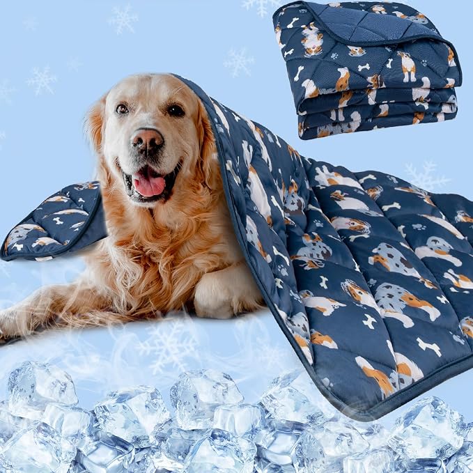 Dog Cooling Mat, Premium Lightweight Pet Cooling Blanket Bed Cover for Dogs, Cat, Puppies | Ice Silk Cool Pad for Dogs Furniture Protector | Machine Washable Pet Blanket, 40''x60''