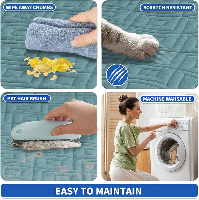 2026 Waterproof Bed Sofa Blanket (68"x82") Comfy Couch Sofa Mat for Dog Pets with Anti-Slip Back, Universal Incontinence Lightweight Liner Pad for Furniture Car Picnic etc Durable Washable, Lake Blue
