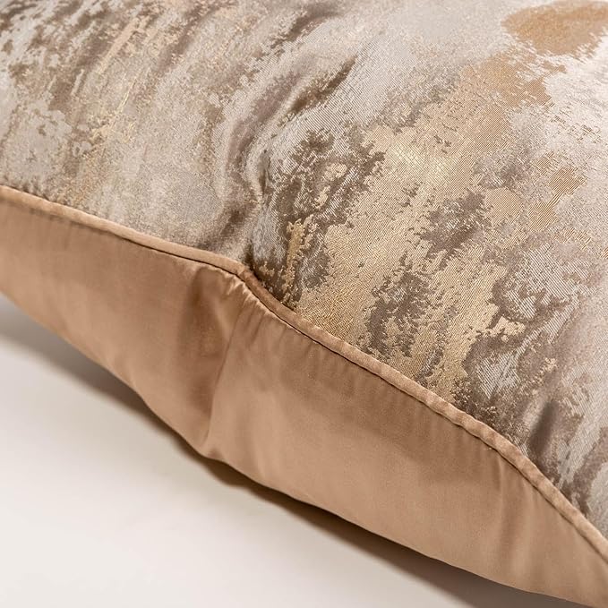 vctops Gold Decorative Luxurious Throw Pillow Covers Jacquard Square Cushion Cases Pillowcase for Bed Sofa Couch Chair Car Home Decor (Gold E,18"x18")