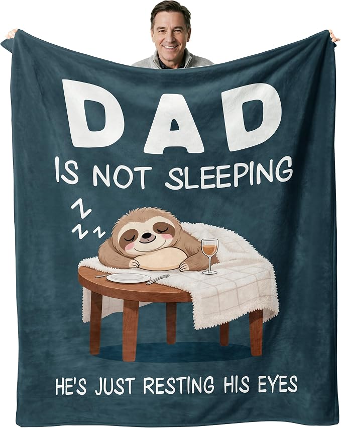Funny Birthday Gift for Dad, Gifts for Dads from Daughter Son, Dads Gifts for Christmas Father‘s Day, Dad is Not Sleeping Blanket, Throw Blanket 50" X60"