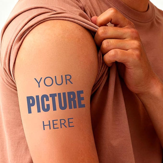 Easycosy Custom Temporary Tattoos with Photos, Personalized Funny Face Temporary Tattoos for Adult, Customize Photo Logo Party Favors Tattoos You Want, set of 15