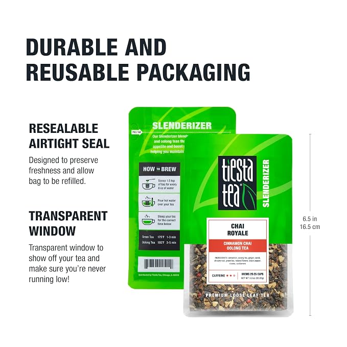 Tiesta Tea - Chai Royale Tea, Loose Leaf, Cinnamon Chai Oolong Tea, Premium Medium Caffeine Tea Blend, Make Hot or Iced & Up to 25 Cups, 3 oz Resealable Pouch