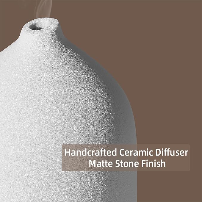 Gooamp 200ML Ceramic Essential Oil Diffuser - Ultrasonic Aromatherapy & Humidifier with 7-Color LED Lights, Auto Shut-Off, White, 1H/3H/6H Timer | Scent for Home,Office,Yoga