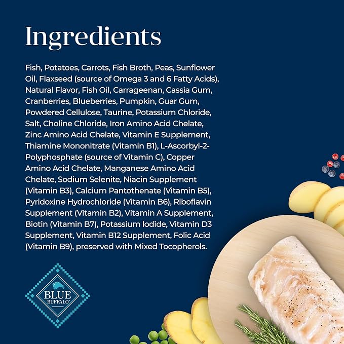 Blue Buffalo Basics Fish Adult Grain-Free Wet Cat Food, 3 oz, 24 ct | Skin & Stomach Care, Real Fish #1 Ingredient, Limited Ingredient Diet, Antioxidant-Rich LifeSource Bits, Skin & Coat Health