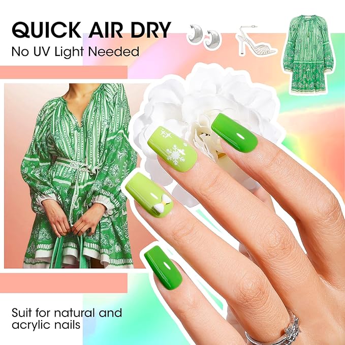 Gellen Bright Neon Nail Polish, Quick Air Dry Regular Nail Polish Vibrant Rainbow 10ml 12-Color Set for Finger Toe Nails Salon Home, TPO & HEMA Free Non-toxic, Red Pink Blue Green Purple Orange Yellow