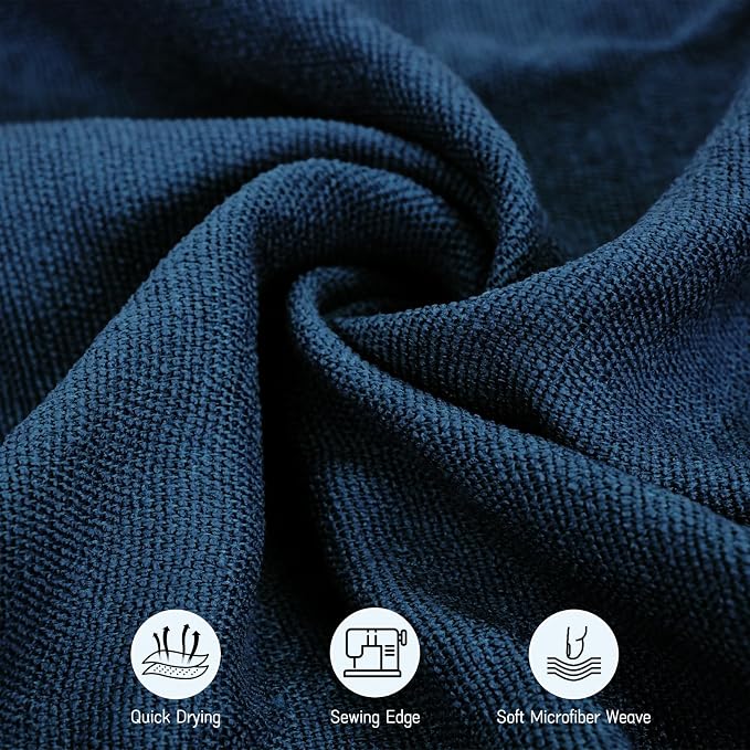 3 Pack Hot Yoga Towels with Plum Blossom Grip Dots, Non Slip Yoga Mat Towel, Super Absorbent Soft Suede Microfiber Mat Cover for Hot Yoga, Pilates, Bikram & Workout, 24" x 72", Navy Blue