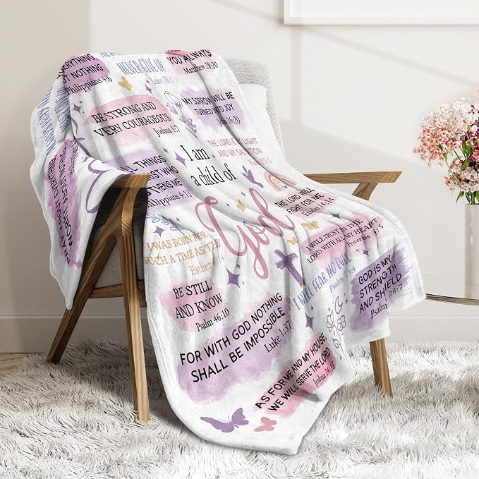 Baptism Gifts for Girl, Christian Blanket, Teen Girl Gifts Trendy Stuff | Christian Birthday Gifts for Teen Girls, Women, I Am a Child of God Blanket, First Communion Gifts for Girls(80 * 60)