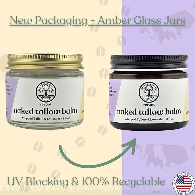 Beef Tallow for Skin | LAVENDER NAKED TALLOW BALM I 2 Ingredients - 100% Grass Fed Beef Tallow & Lavender | Whole Body & Face Whipped Tallow | Sensititve Dry Skin, Eczema, Psoriasis, Rosacea
