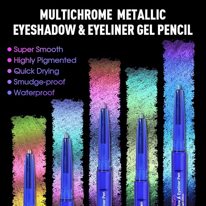 UCANBE Chameleon Eyeshadow & Eyeliner Gel Pencil-Multichrome Shifting Colors Metallic Glitter Eye Makeup,Waterproof Long-Lasting Smudge-Proof Multi-Dimensional Color (Periwinkle Blue to Deep Amethyst)