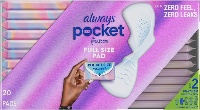 Always Pocket Flexfoam Pads, Size 2, Heavy, with Wings, 20 Count (Pack of 3)