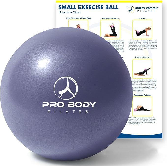 ProBody Pilates Ball 9 Inch - Small Exercise Ball for Stability, Barre, Core, Ab Workouts, Yoga, & Physical Therapy